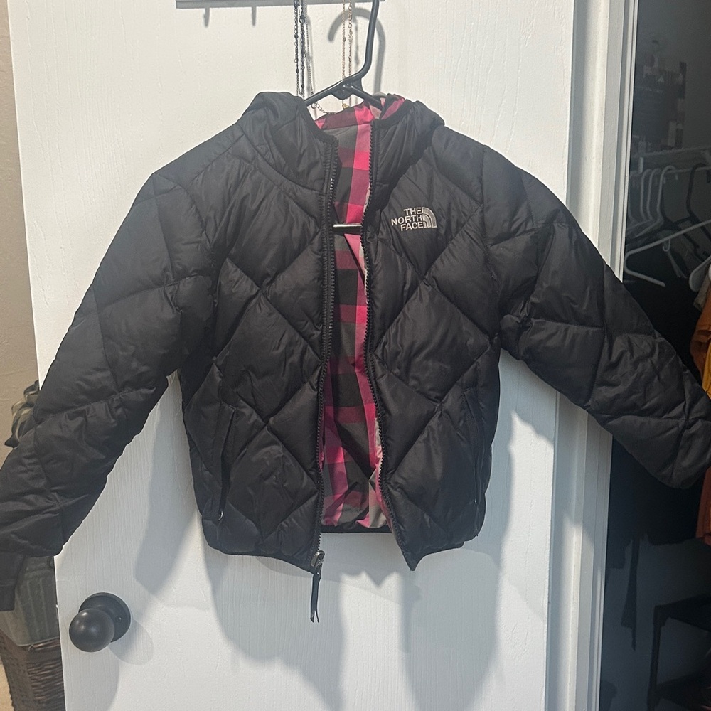 The North Face Kids Black Puffer with Pink Accents